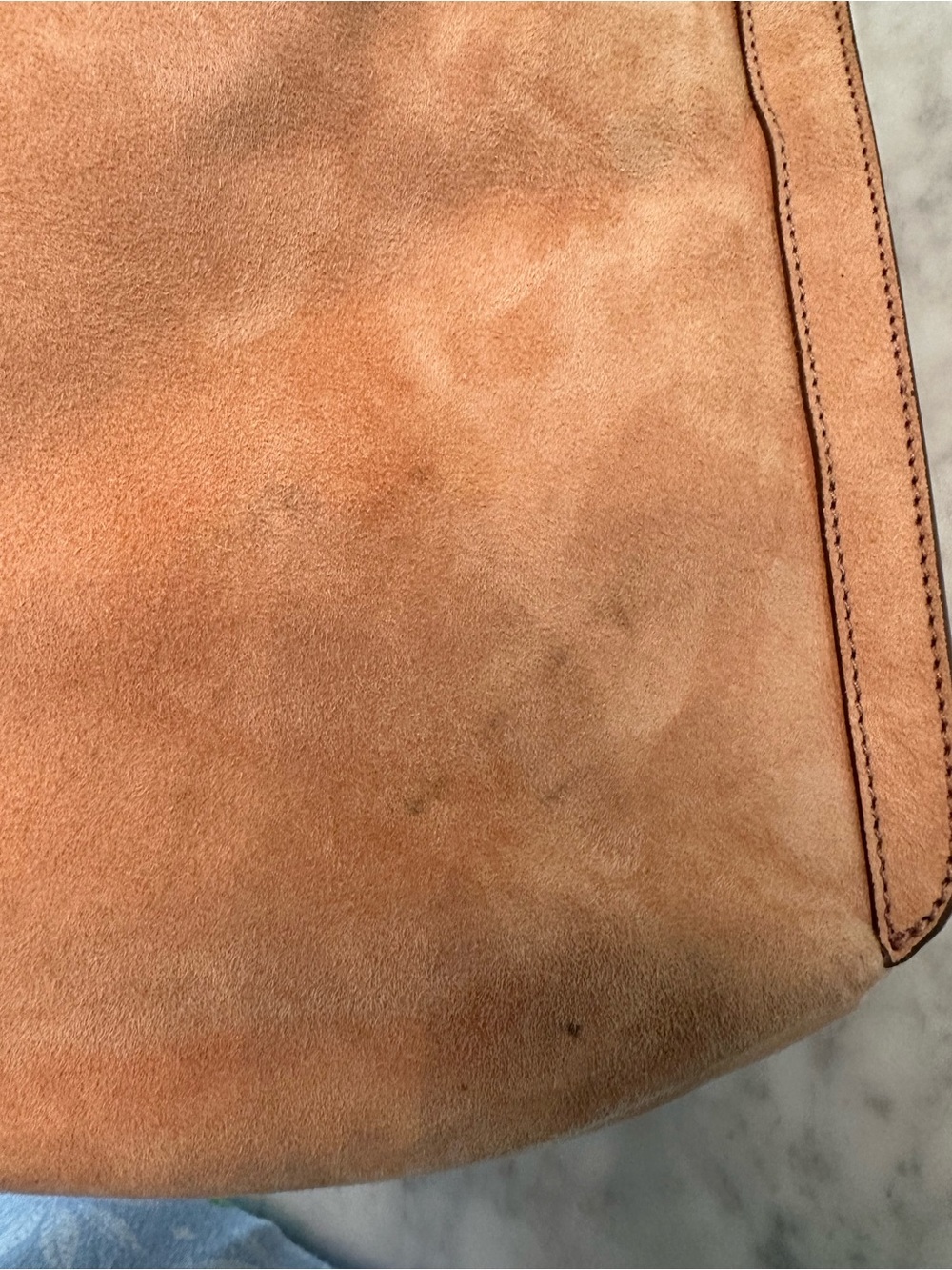 Salvatore Ferragamo Suede Drawstring Bucket Bag - Tan/Peach - Picture 8 of 8